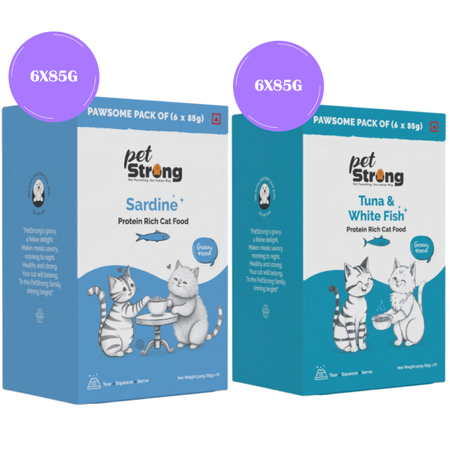 PetStrong Sardine & Tuna and White Fish in Gravy Cat Wet Food Combo