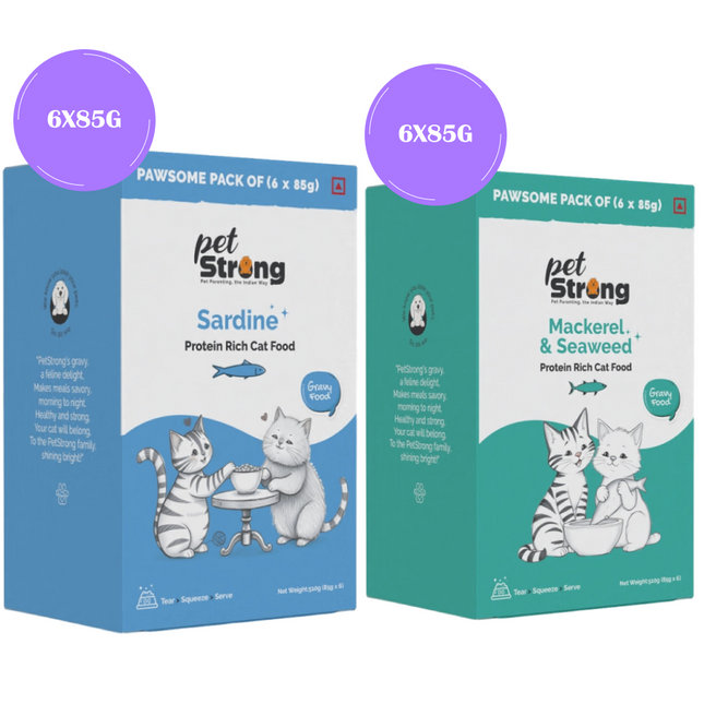 PetStrong Sardine & Mackerel and Seaweed in Gravy Cat Wet Food Combo