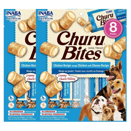 INABA Churu Bites Chicken Recipe Wraps Chicken with Cheese Flavour Dog Treats