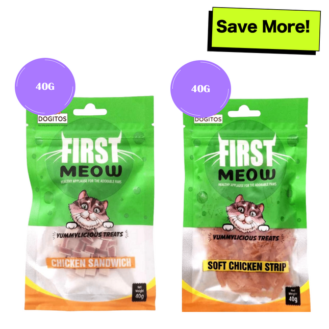 First Meow Chicken Sandwich and Chicken Strip Cat Treat Combo