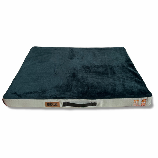 Petter World Orthopedic Memory Foam Bed With Large Sleep Surface for Dogs (Bottle Green)