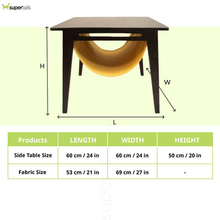 FurryLiving Lola Side Table with Perch Fabric for Cats (Dark Brown/Yellow)