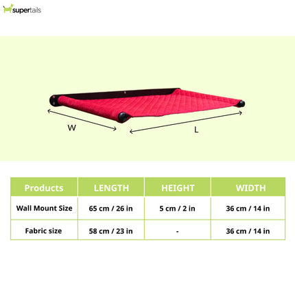 FurryLiving Kiki Wall Mounted Perch for Cats (Black/Red)
