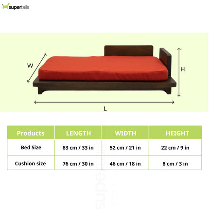 FurryLiving Barkly Bed with Cushion for Dogs (Dark Brown/Red Cushion)