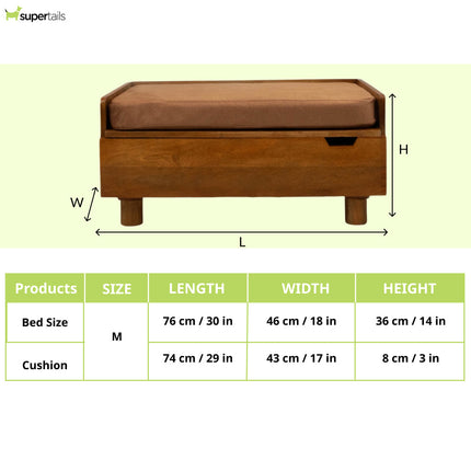 FurryLiving Hibachi Honey Bed with Storage for Dogs (Honey/Brown Cushion)