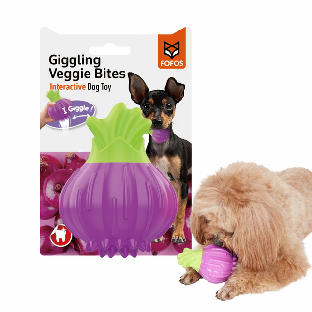 Fofos Giggling Vegi Bites Onion Squeaky Chew Toy for Dogs