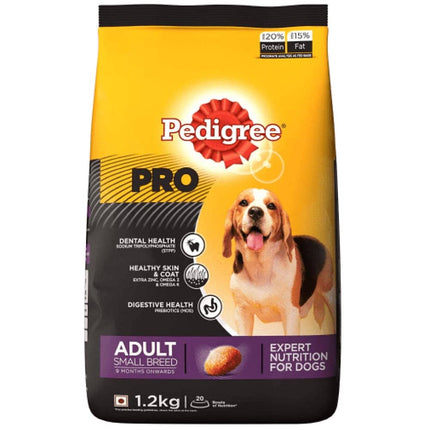Pedigree PRO Dry Food for Small Breed and Dentastix Oral Care Adult Dog Treats Combo