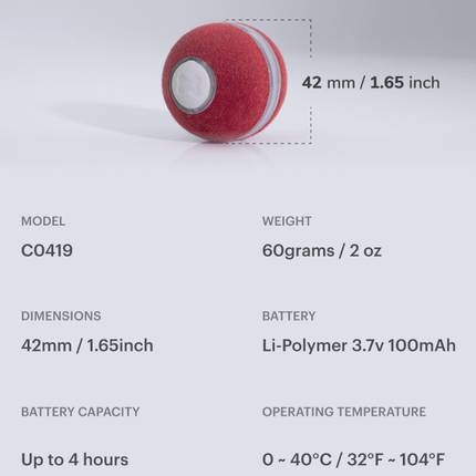 Cheerble Electronic Ball Toy for Cats (Red)