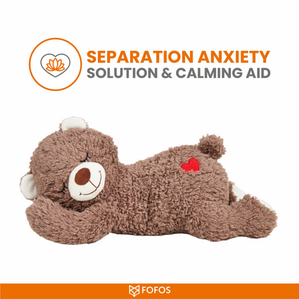 Fofos Cuddle Bear Heart Beat Toy for Dogs | For Medium Chewers (Brown)