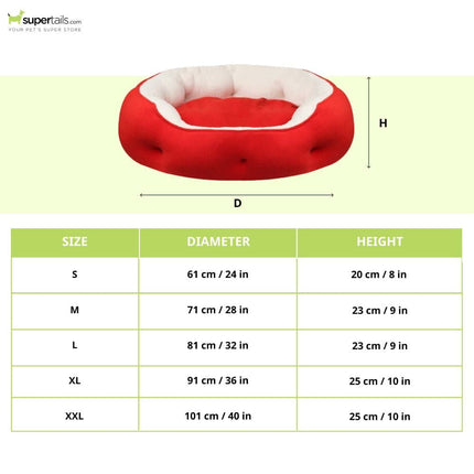 Hiputee Soft Dual Fabric Reversible Washable Bed with Cover for Dogs and Cats(White Sherpa Red Fleece)