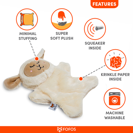 Fofos Glove Plush Sheep Toy for Dog (Beige)