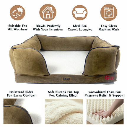 Petter World Ultra Luxury Micro Fur Orthopedic Sofa Bed for Dogs (Mocha Brown)