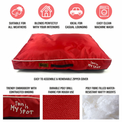 Petter World Waterproof Easy Clean Monsoon Bed with Removable & Washable Cover (Cherry Red)