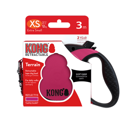 Kong Terrain Retractable Leash for Dogs and Cats (Fuchsia)