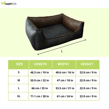 Fluffy's Pawsome Artificial Leather Sofa Bed for Dogs and Cats (Brown & Black)