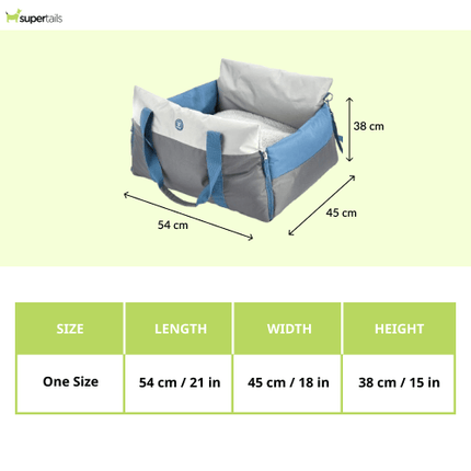 Fofos Car Seat Carrier for Dogs and Cats (Grey/Blue)