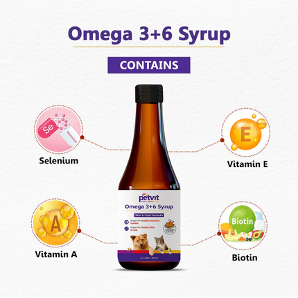 Petvit Omega 3 + 6 Syrup for Dogs and Cats