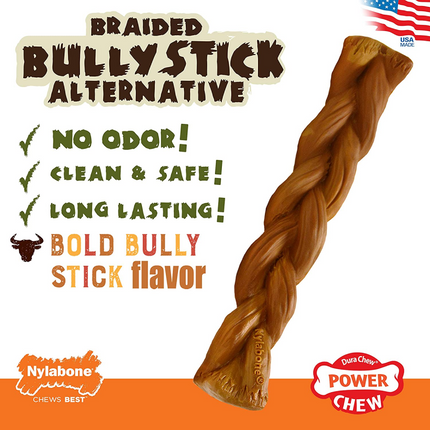Nylabone Braided Bully Stick Power Chew Alternative Toy for Dogs