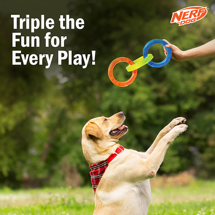 Nerf Dog EXO Translucent Spike 3 Rings Toy for Dogs (Blue/Green/Orange)