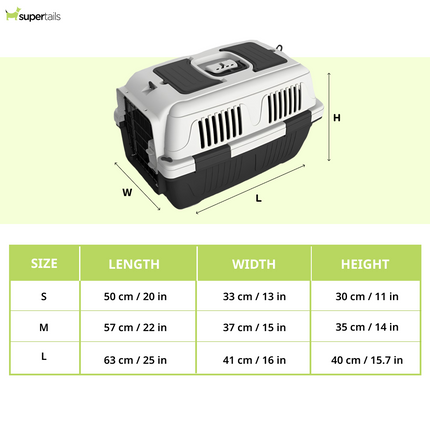 NutraPet Closed Top Carrier Box for Dogs and Cats (Dark Grey)