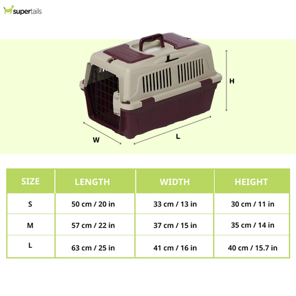 NutraPet Closed Top Carrier Box for Dogs and Cats (Dark Red)