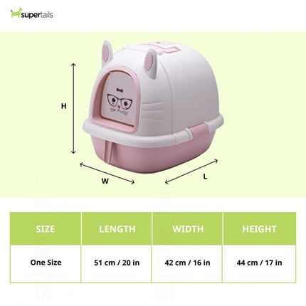PetGains Fully Enclosed Litter Box Deodorant Anti Stink Toilet for Cats (Pink/White)