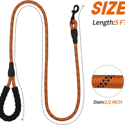 Pet Vogue Reflective Rope Leash for Dogs (Orange)