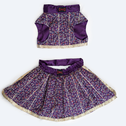 Pawgypets Floral Lehenga for Dogs and Cats (Violet)