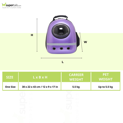 Petcrux Transparent Breathable Plain Astronaut Carrier Backpack for Dogs and Cats (Purple)