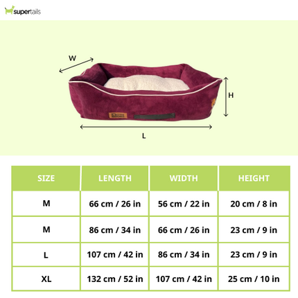 Petter World Ultra Luxury Micro Lounger Bed With Removable Sherpa for Dogs (Mulled Wine)