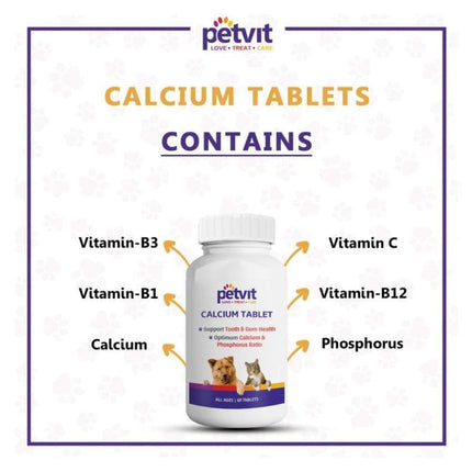 Petvit Calcium Tablets for Dogs and Cats