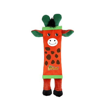 Talking Dog Club Tough Giraffe Squeaky Plush Toy for Dogs (Orange)
