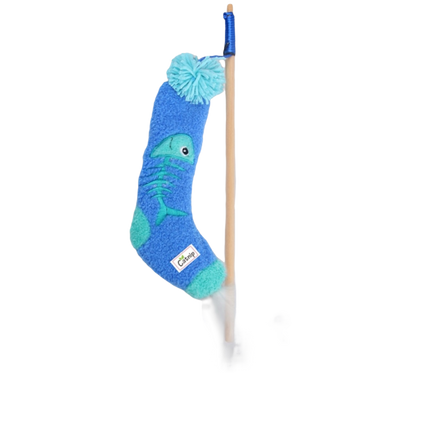 Talking Dog Club Blue Sock Wand Toy for Cats (Blue)