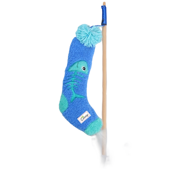 Talking Dog Club Blue Sock Wand Toy for Cats (Blue)