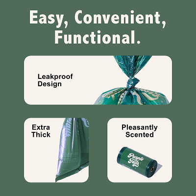 Purple Tails Poop Bags Sandalwood Scented for Dogs (Green)