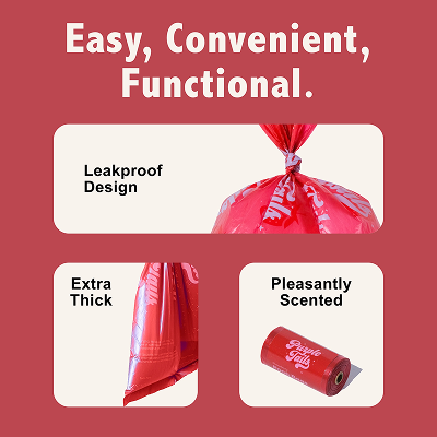 Purple Tails Poop Bags Strawberry Scented for Dogs (Red)