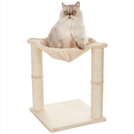 Skatrs Paw Lounge Cat Scratcher with Premium Catnip and Claw Tower Cat Tree with Hammock and Dual Scratching Post Toy Combo