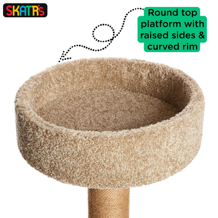 Skatrs Feline Fortress Two Tier Cat Tree with Sisal Post Toy (Beige)
