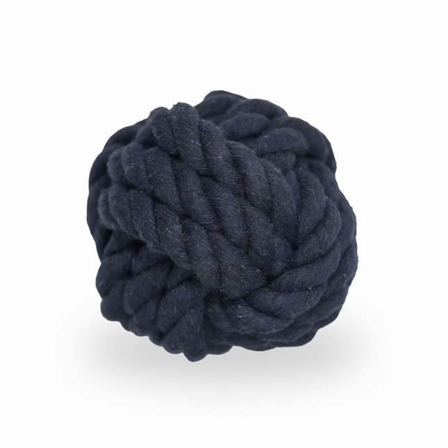 Ball Shaped Twisted Rope Chew Toy for Dogs and Cats (Navy Blue)(9cm)