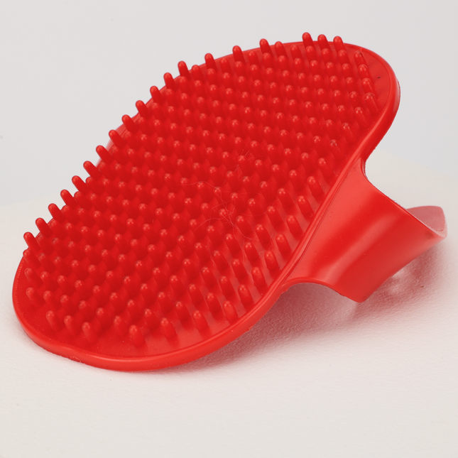 Skatrs Rubber Bristles Massage Hand Brush Comb for Dogs & Cats (Red)