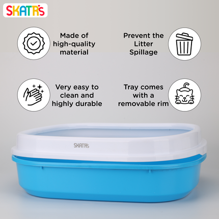 Skatrs Litter Tray for Cats (Blue)