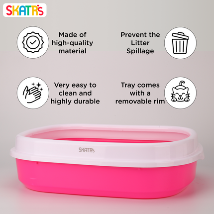 Skatrs Litter Tray for Cats (Pink)