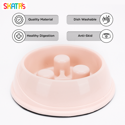 Skatrs Antiskid Slow Feeder Bowl for Dogs and Cats (Pink)