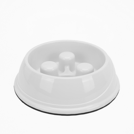 Skatrs Antiskid Slow Feeder Bowl for Dogs and Cats (White)