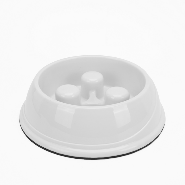 Skatrs Antiskid Slow Feeder Bowl for Dogs and Cats (White)