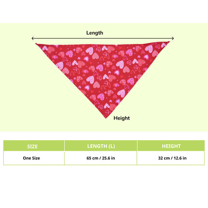 Skatrs Heart Printed Bandana for Dogs and Cats (Red)