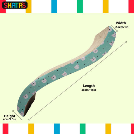 Skatrs Satisfying Wave Cat Scratcher with 2g Premium Catnip Free (Length 51cm)