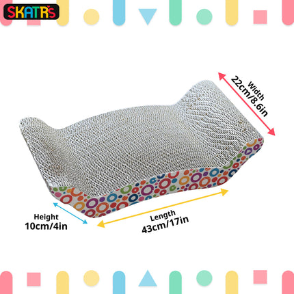 Skatrs Whisker Wonder Corrugated Cardboard Cat Scratcher with 2g Premium Catnip Free