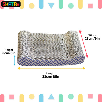 Skatrs Lounge Corrugated Cardboard Scratcher Pad Toy With Catnip for Cats (Length 38cm)