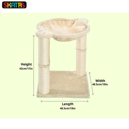 Skatrs Paw Lounge Cat Scratcher with Premium Catnip and Claw Tower Cat Tree with Hammock and Dual Scratching Post Toy Combo